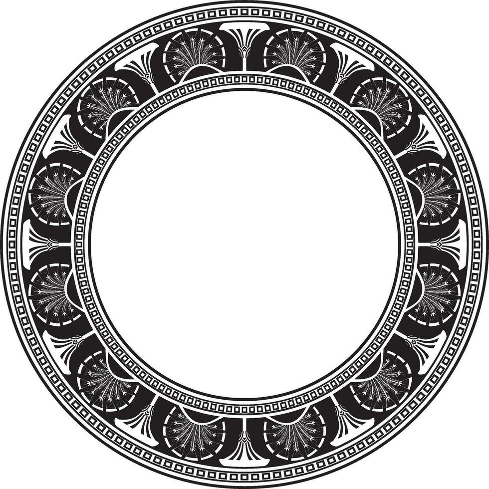 Vector monochrome seamless round Egyptian ornament. Infinite circle, ring, border, Ancient Egypt frame. Suitable for sandblasting, laser and plotter cutting.