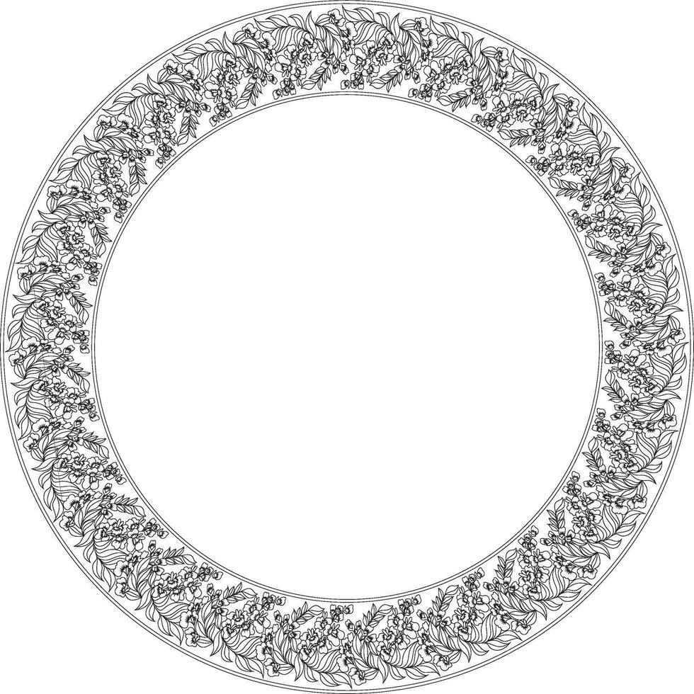 Vector monochrome round Chinese ornament. Circle border, east asian frame. Korea pattern, Taiwan, Hong Kong.