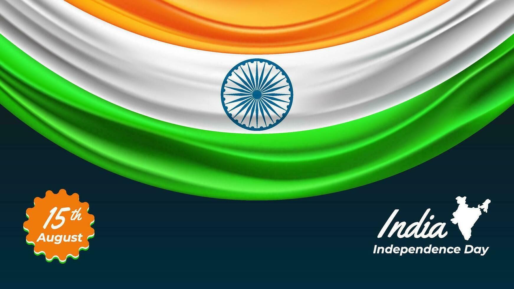 India Independence Day with Realistic Flag and Navy Background vector