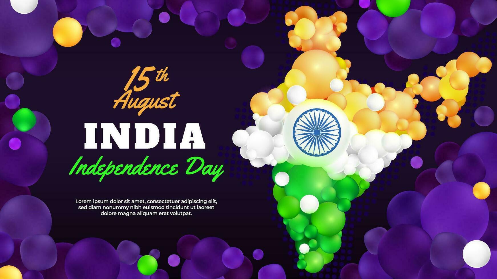 pelotas conformado mapa de India como India independencia día ilustración vector