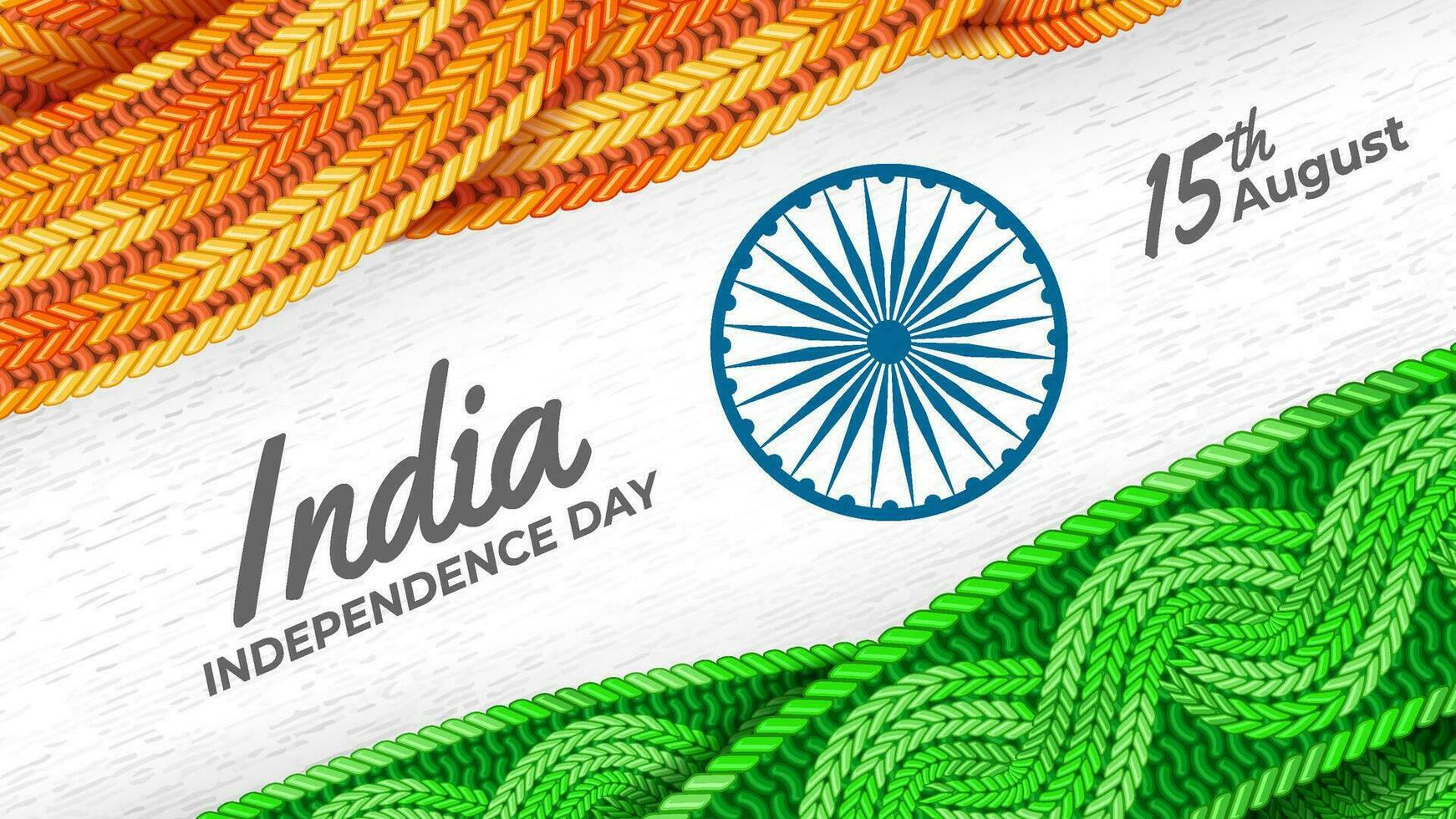 naranja y verde tejer tela como India independencia día antecedentes vector