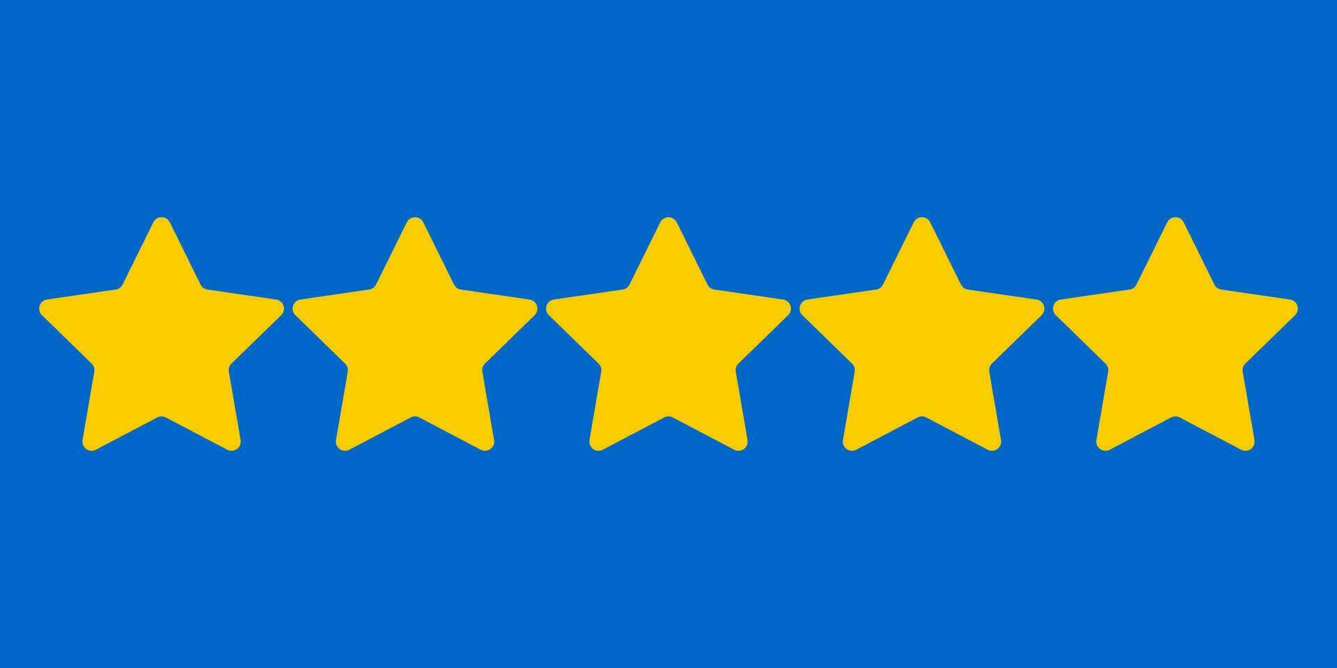 The stars are yellow, on a blue background. Rating of sites, hotels, tour packages, online stores, reviews. Vector. vector