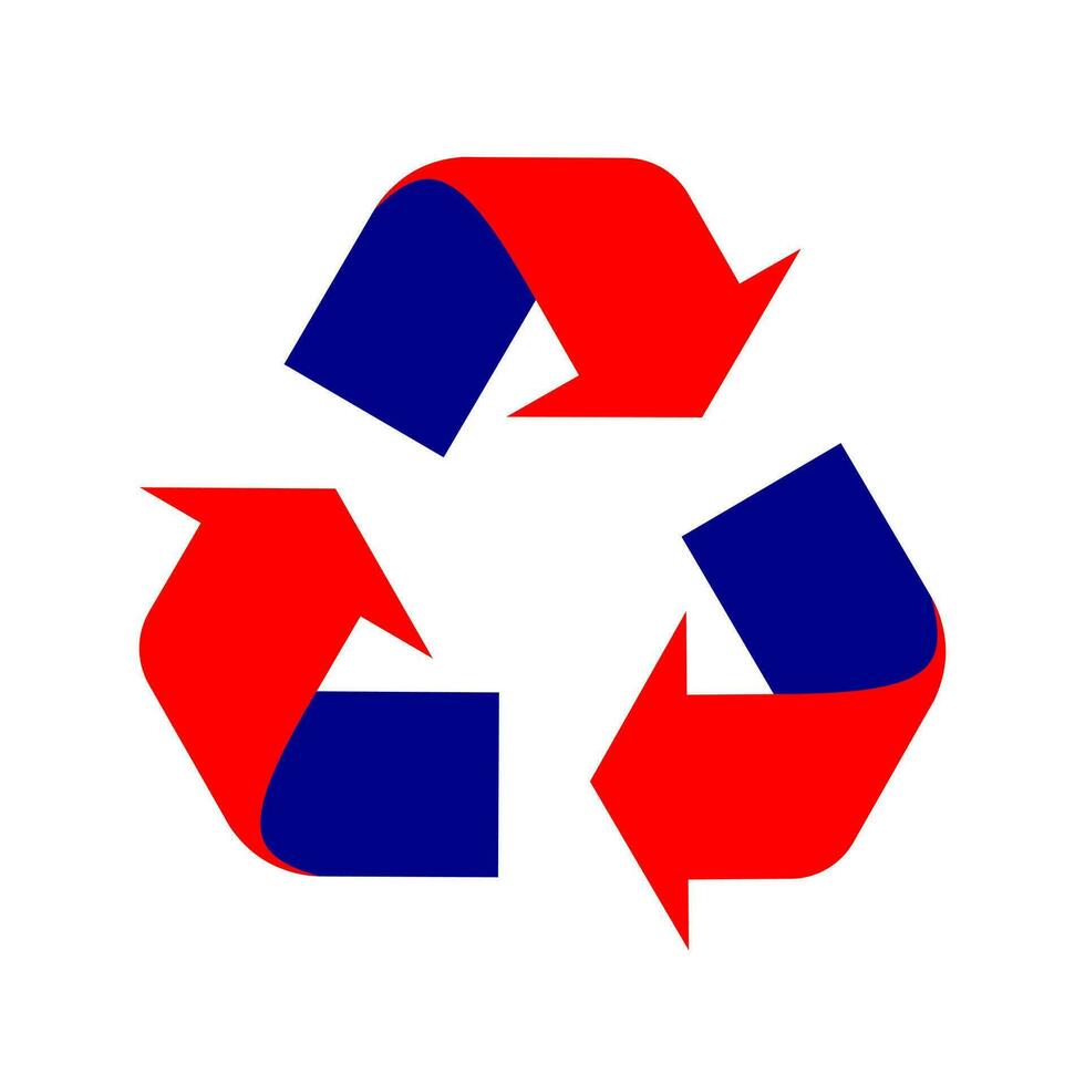 Recycling sign on a white background. Red and blue arrows move in a circle. Environmental protection from plastic. Vector. vector