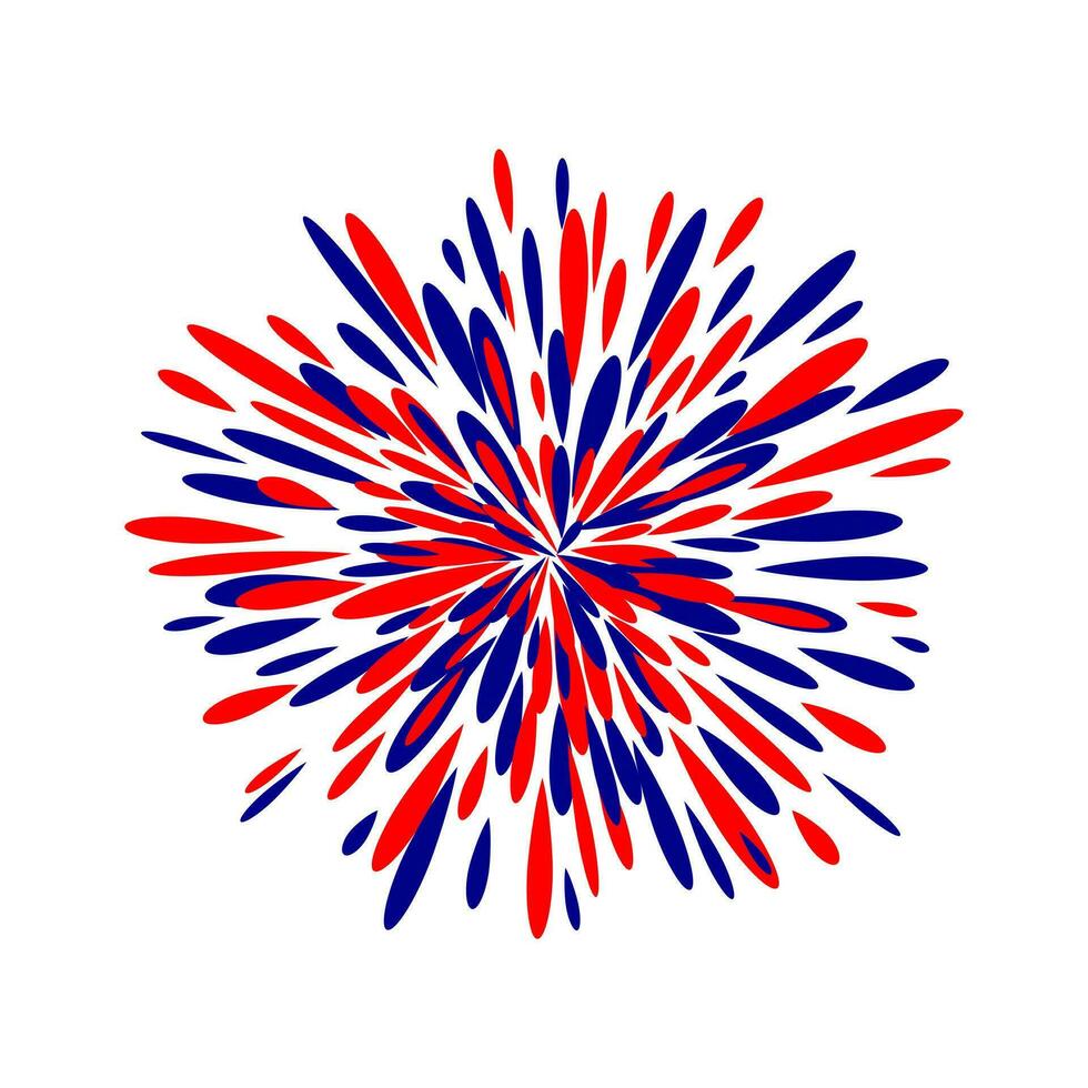 Explosion effect of random radial blue and red lines on a white background. Floral abstract modern circular pattern. Vector. vector