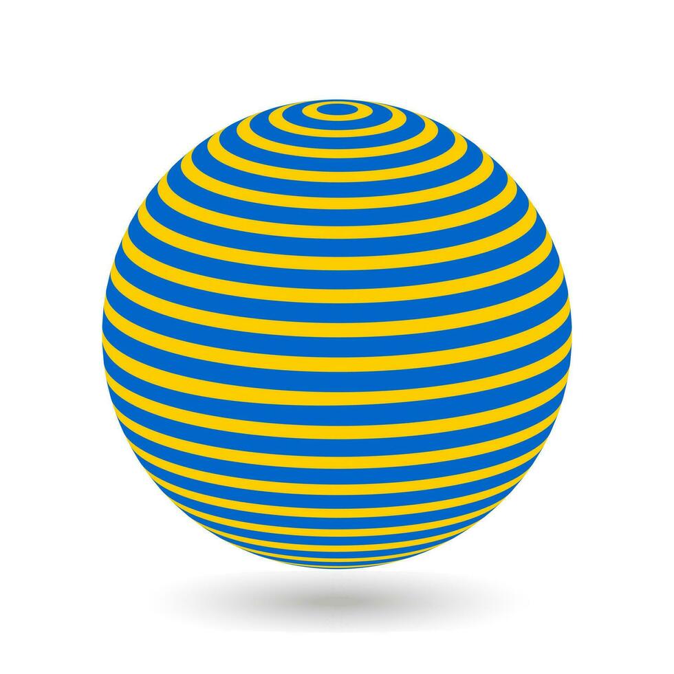 Decorative ball with yellow horizontal stripes on a blue background. Design elements for advertising flyer, presentation template, brochure layout. Vector. vector
