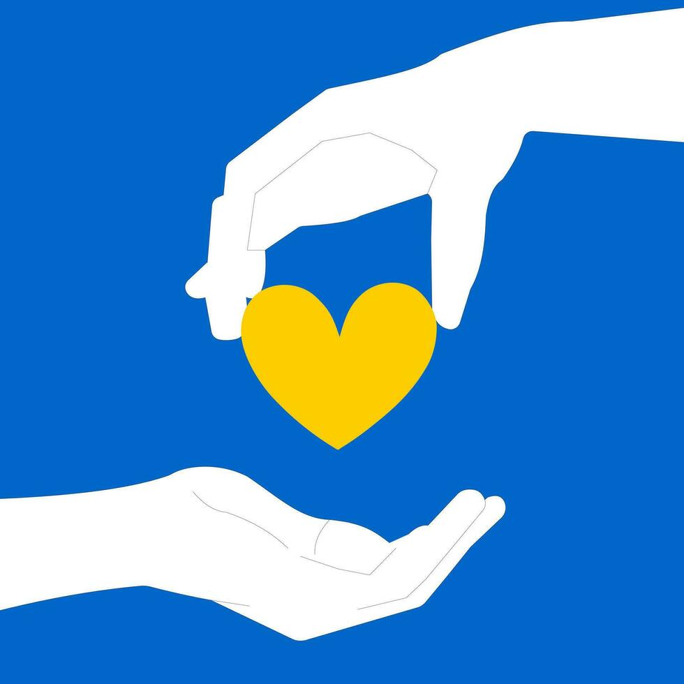 Caritativo donación. un persona Comparte dinero, tiempo, salud. póster diseño en cuales un persona da su corazón y apoyos otro persona. vector. vector