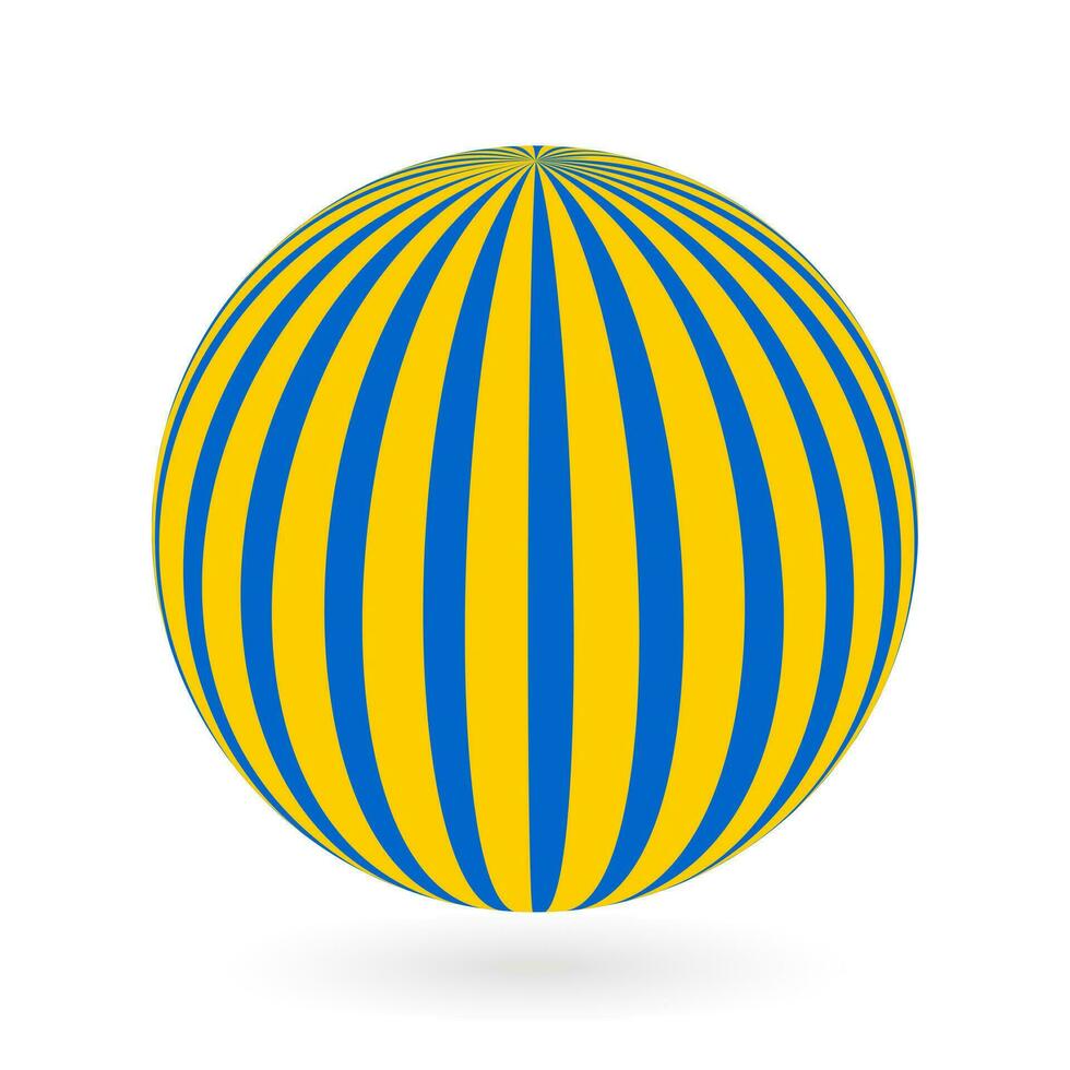 decorativo pelota con amarillo vertical rayas en un azul antecedentes. diseño elementos para publicidad volantes, presentación plantilla, folleto disposición. vector. vector