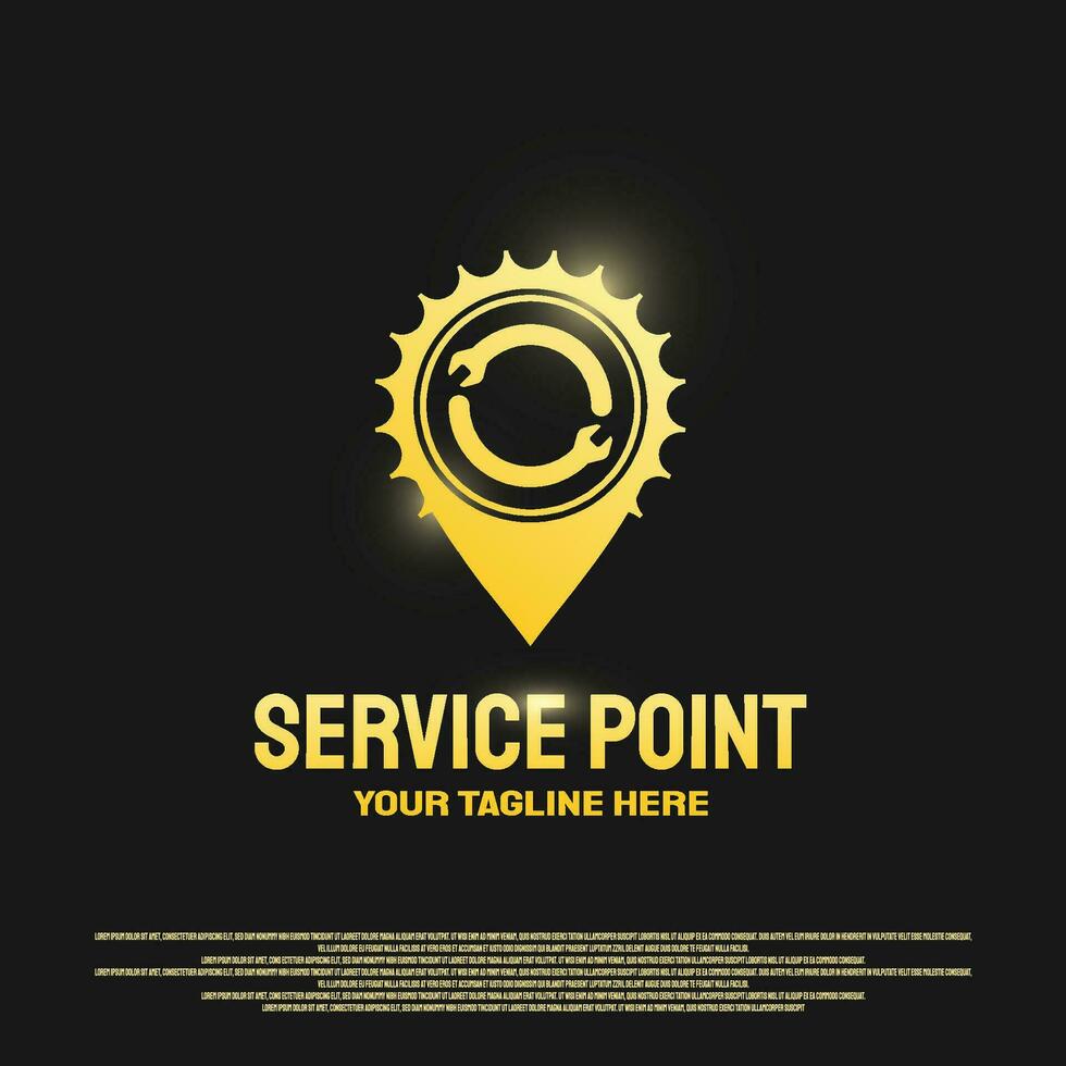 Service point logo design with gears and wrench concept. machine engineering sign. vector technology icon