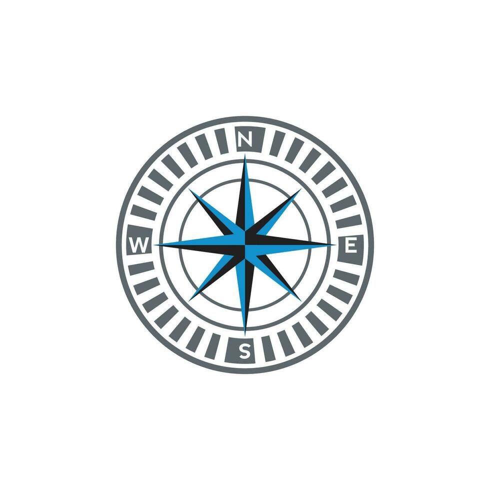 Compass logo design. pointer north, south, east, west, compass symbol. direction sign. vector element illustration.