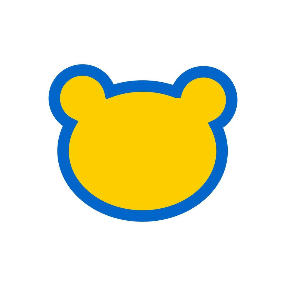 Cute bear head. The teddy bear is the symbol of Mother's Day. Yellow icon with a blue outline on a white background. Vector. vector