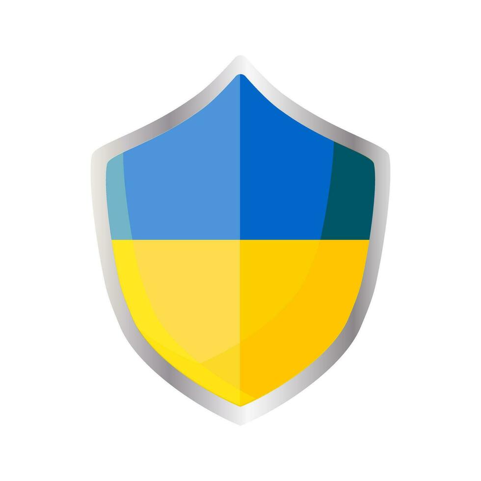 azul y amarillo color proteccion icono en metal marco aislado en blanco antecedentes. intimidad y seguridad. vector. vector
