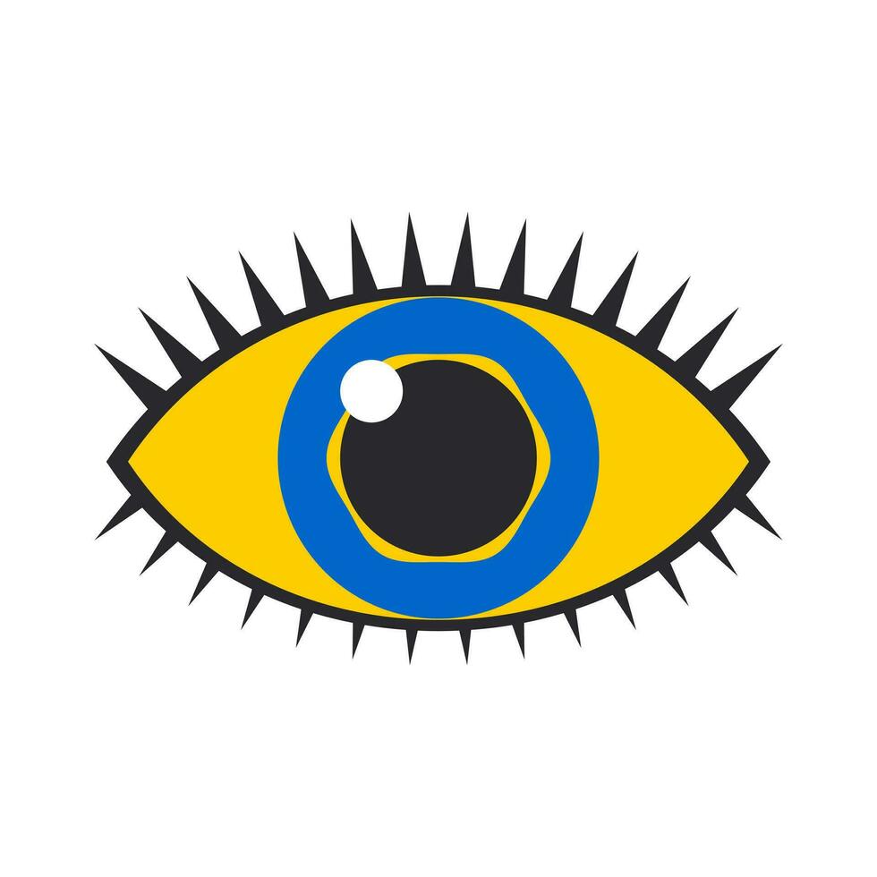 Eye in yellow and blue color flat design style. Amulet from the evil eye. Vector. vector