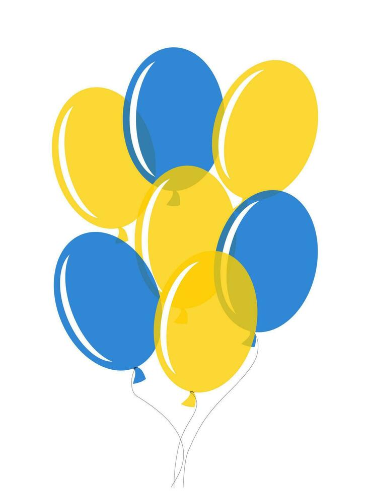 Balloons blue and yellow are located on a white vertical background. Balloon Festival. Vector. vector