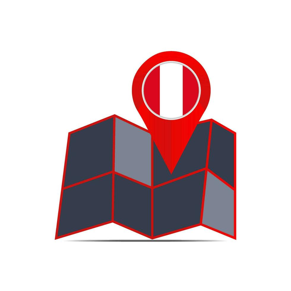 The map icon of Peru is isolated with the country's flag vector