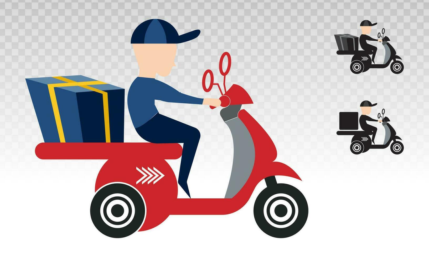 Motorcycle delivery package or fast shipping flat icons vector