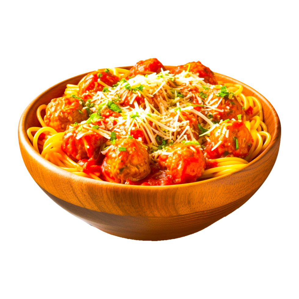 Spaghetti and meatballs Dish ai generative png