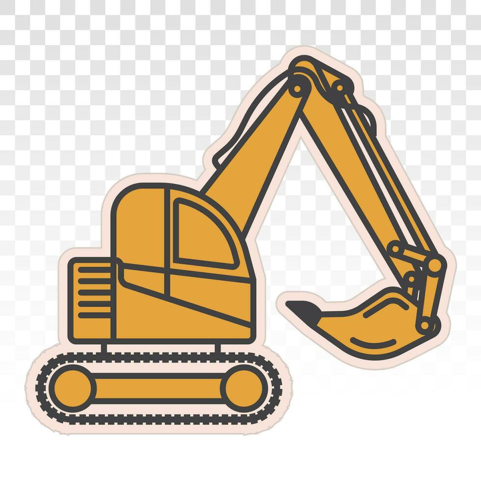 Excavator heavy equipment flat icons for apps or website vector