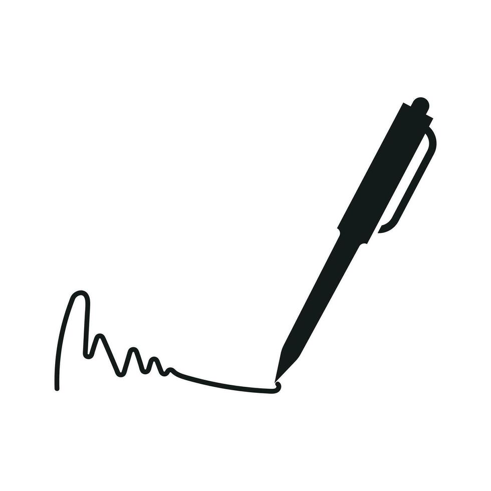 Pen signature icon for apps and websites vector