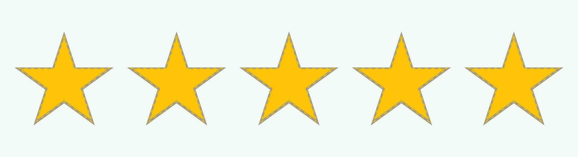 Flat icons for reviews of five-star customer product ratings for apps and websites. vector
