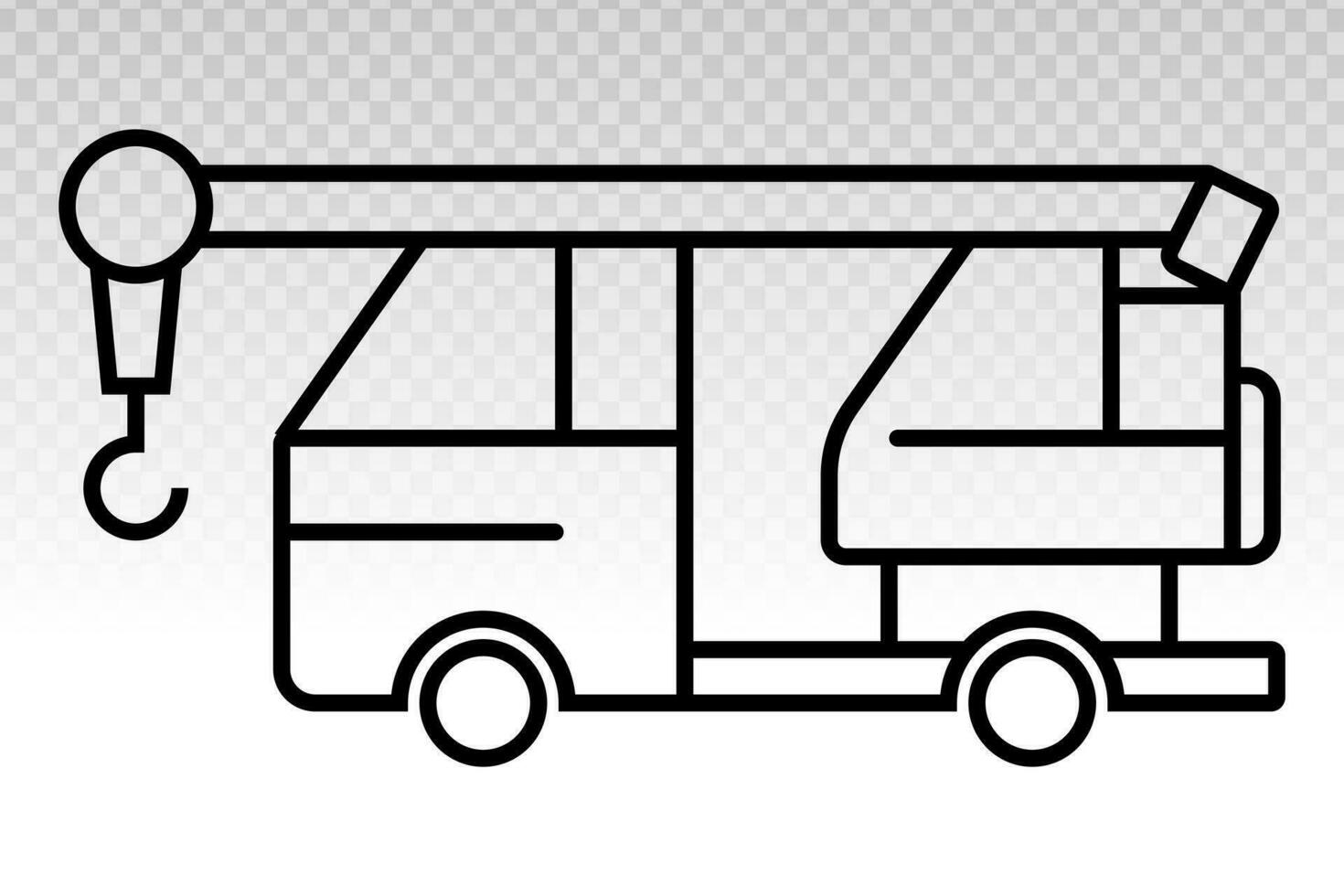mobile crane or crane crawler - heavy equipment vehicles line art icon for apps or websites vector