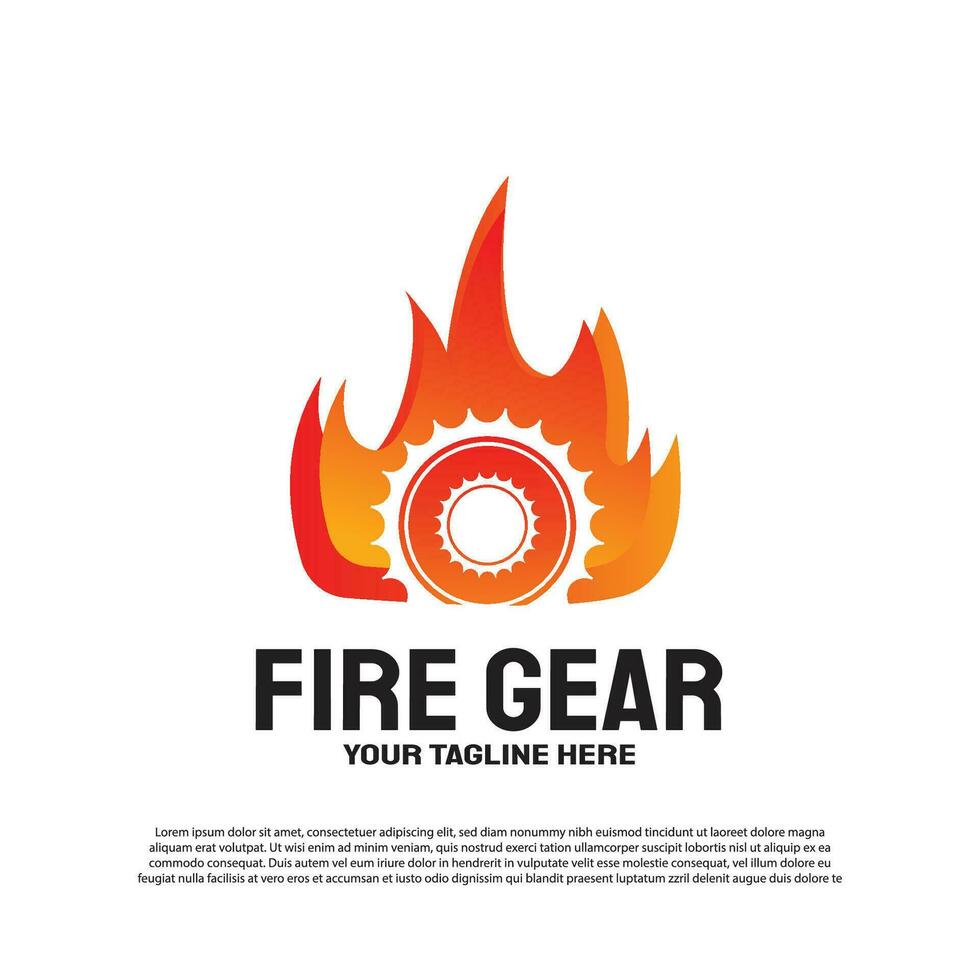 fire logo design with gears concept. vector technology icon