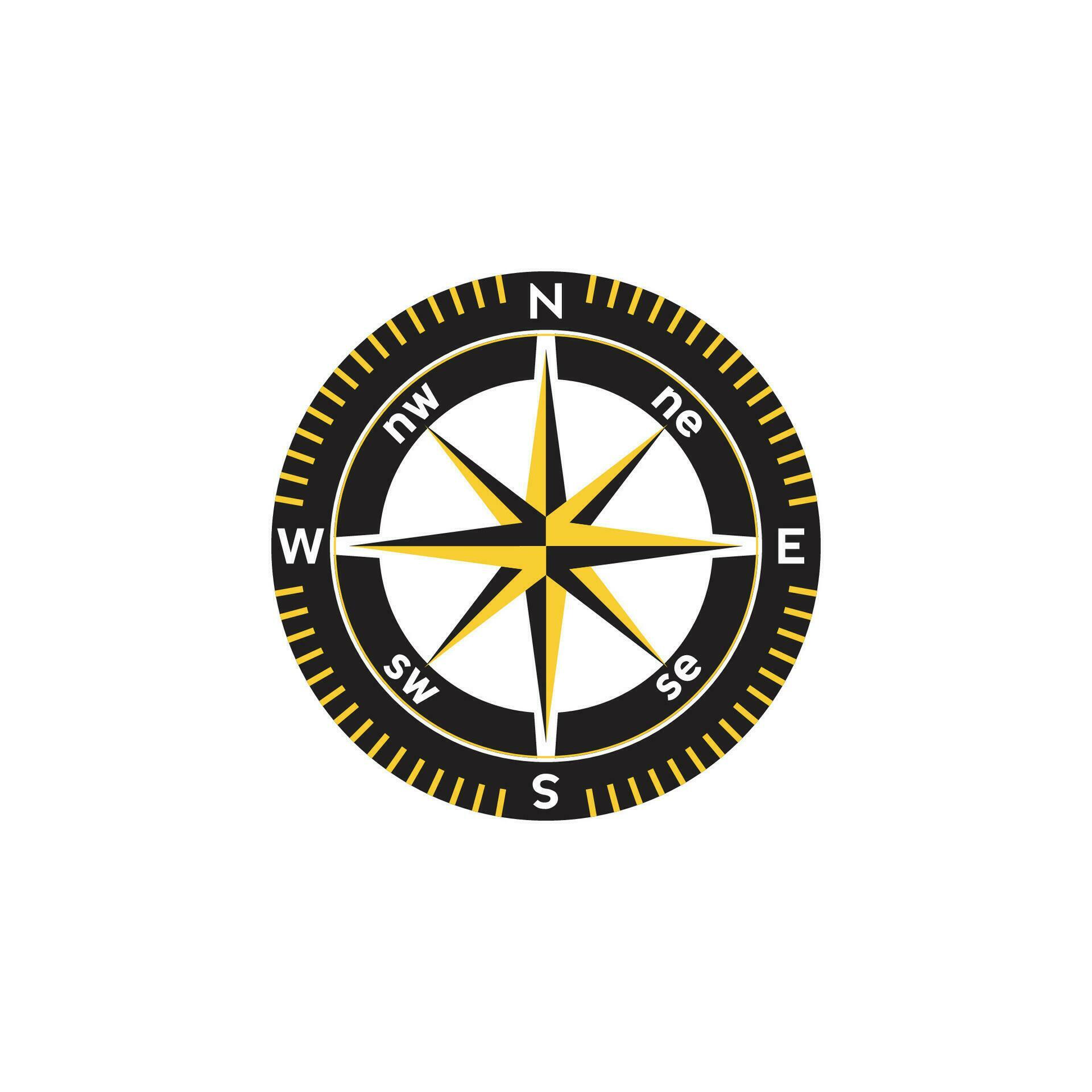 Compass logo design. pointer north, south, east, west, compass symbol. direction sign. vector