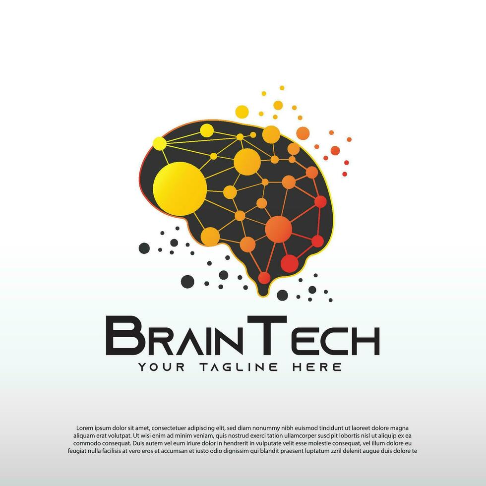 tecnología logo con humano cerebro concepto, tecnología icono, ilustración elemento-vector vector