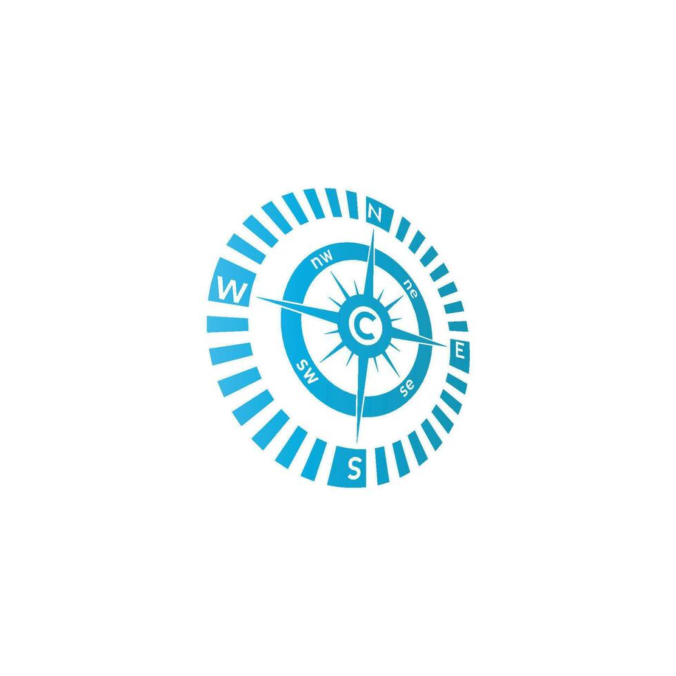 Compass logo design. pointer north, south, east, west, compass symbol. direction sign. vector element illustration.
