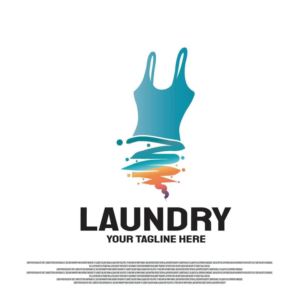 Laundry logo design with fast clothes wash concept. illustration element vector