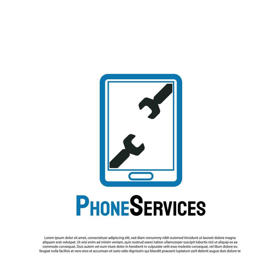 Phone service logo with wrench concept. future technology icon. smartphone. illustration element-vector vector