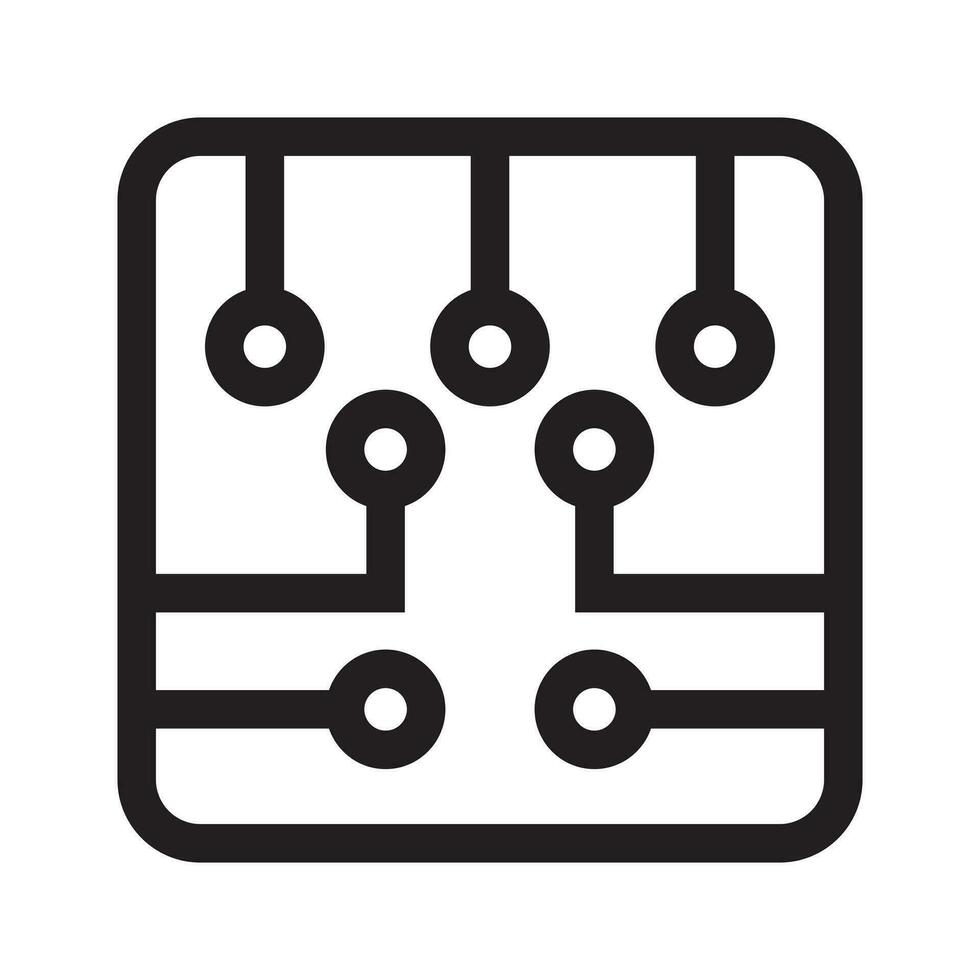 Circuit board semiconductors or electronic circuit line art icon for apps and websites vector