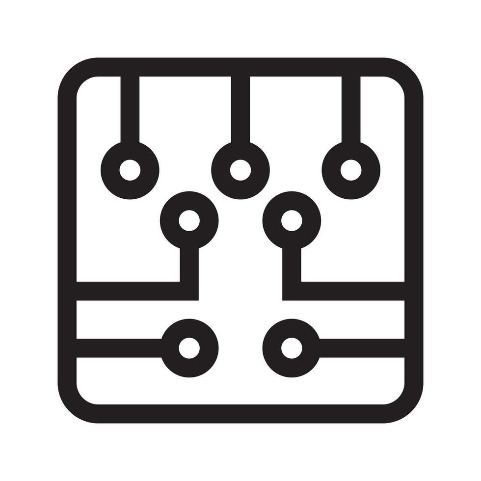 Circuit board semiconductors or electronic circuit line art icon for apps and websites vector