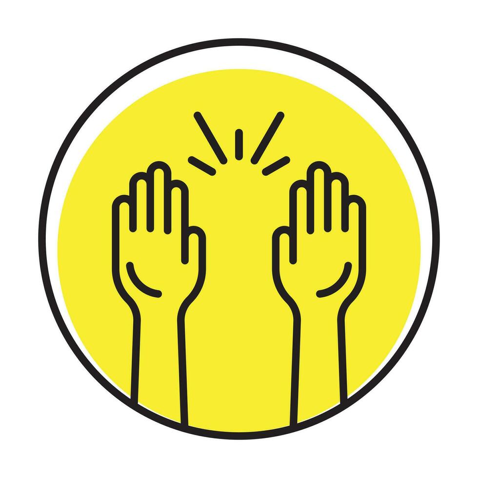 Rounded the raise hands flat vector icon for apps and websites