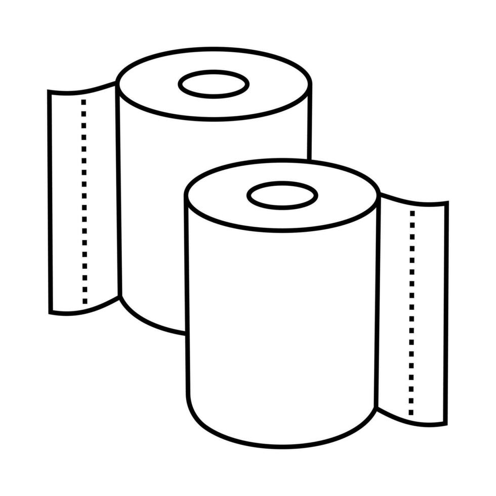 Kitchen tissue or toilet tissue paper roll line art icon for apps and websites vector