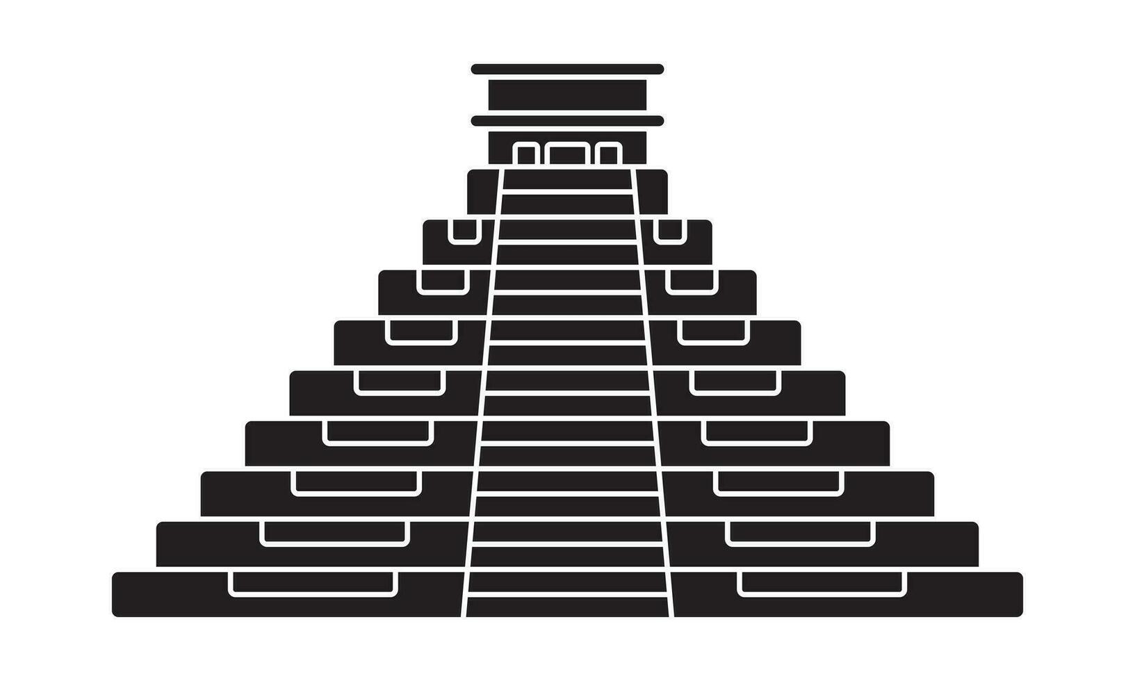 Ancient el Castillo pyramid flat icon for apps and websites vector