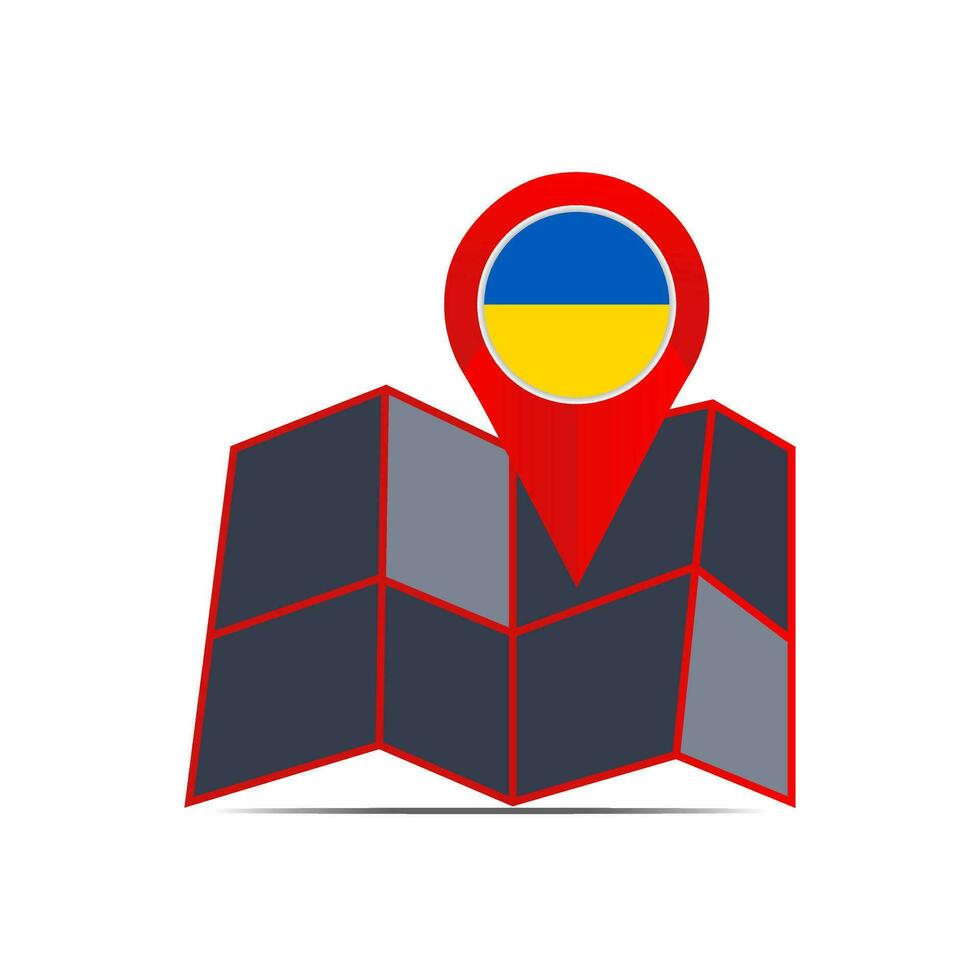 map icon of Ukraine isolated with the state flag vector