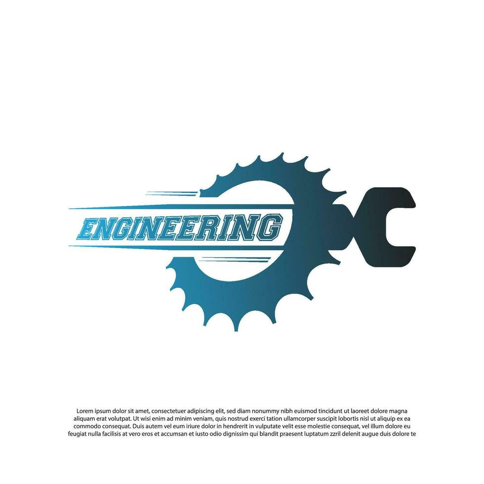 Ingenieria logo con engranaje y llave inglesa concepto. mecánico firmar o símbolo. tecnología icono -vector vector