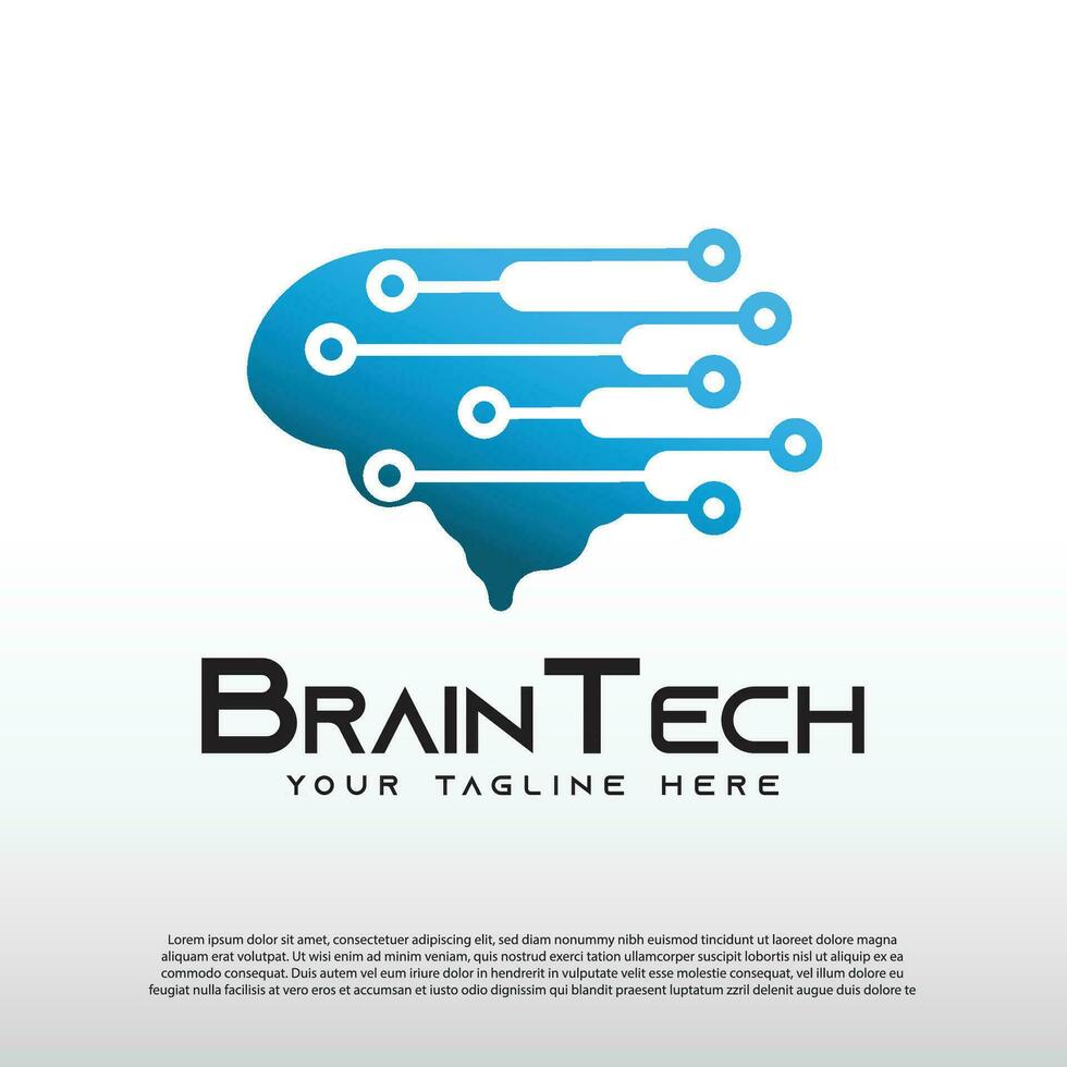 Technology logo with human brain concept, technology icon, illustration element-vector vector
