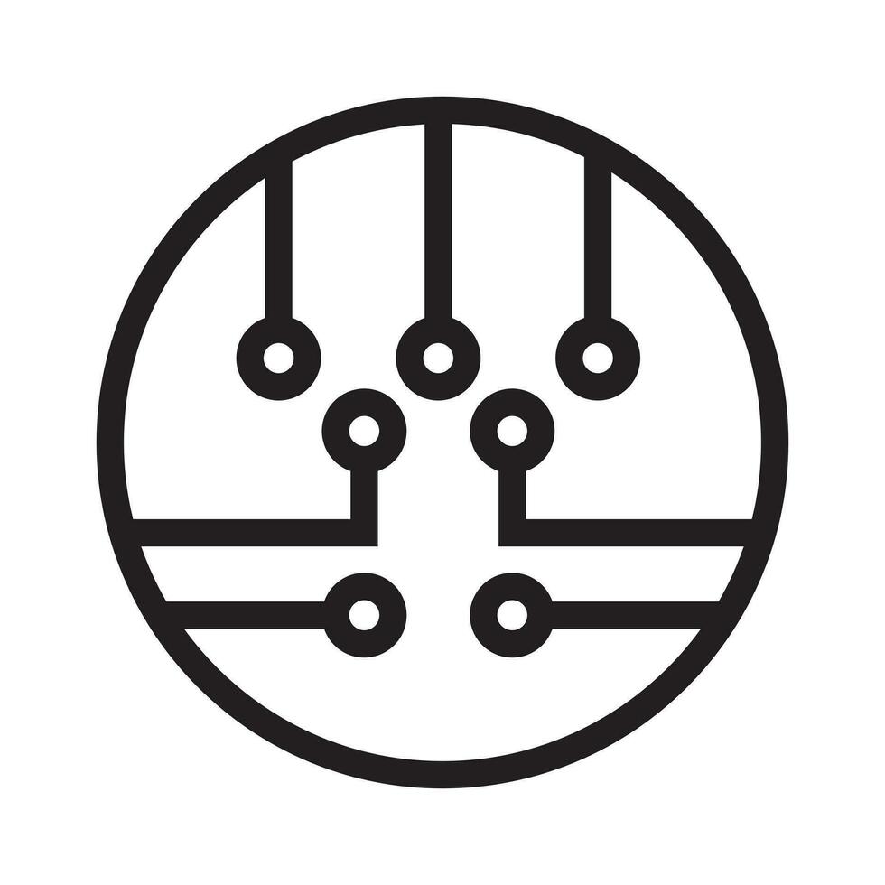 círculos línea circuito tablero semiconductor o electrónico circuito icono para aplicaciones y sitios web vector