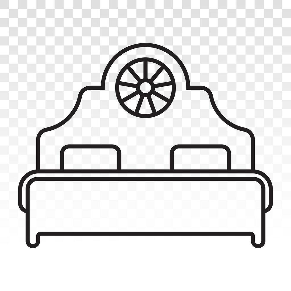 Double bed vector line art icon