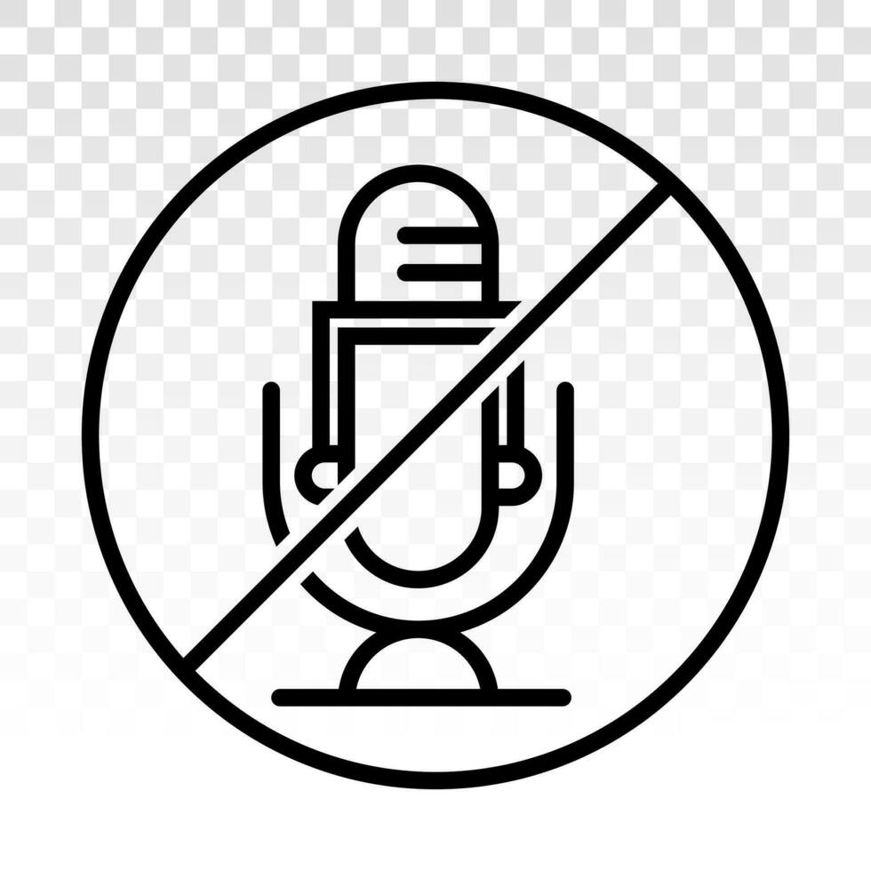 Mute microphone or mute audio mic with vector line art icon