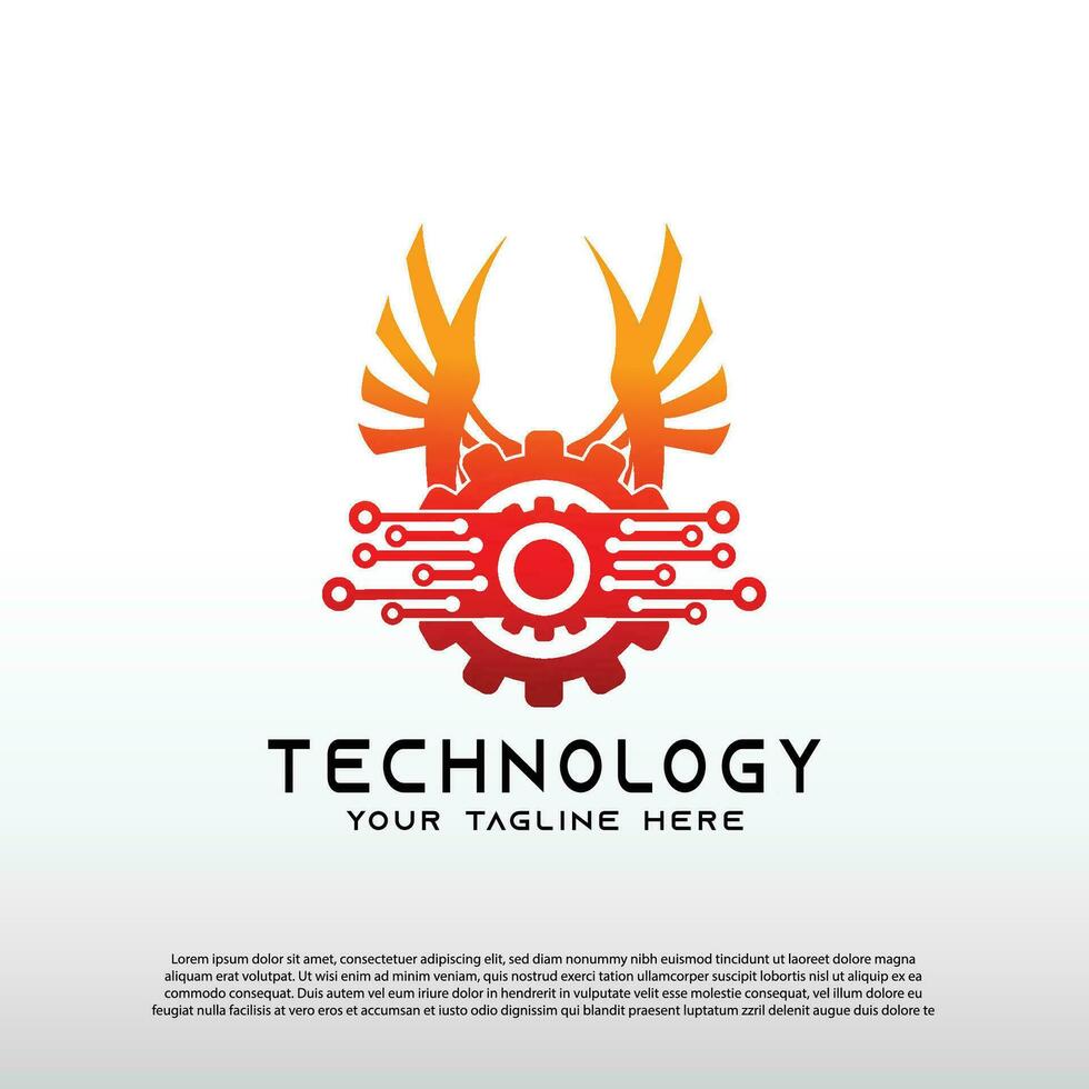 Technology logos, future technology icons, gear logos, circuit style lines, vector illustration elements