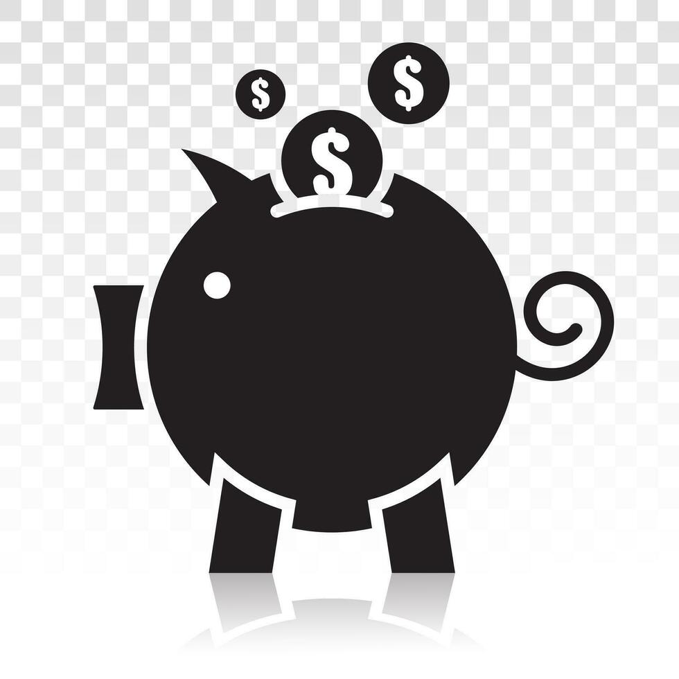 cerdito banco o hucha vector plano icono