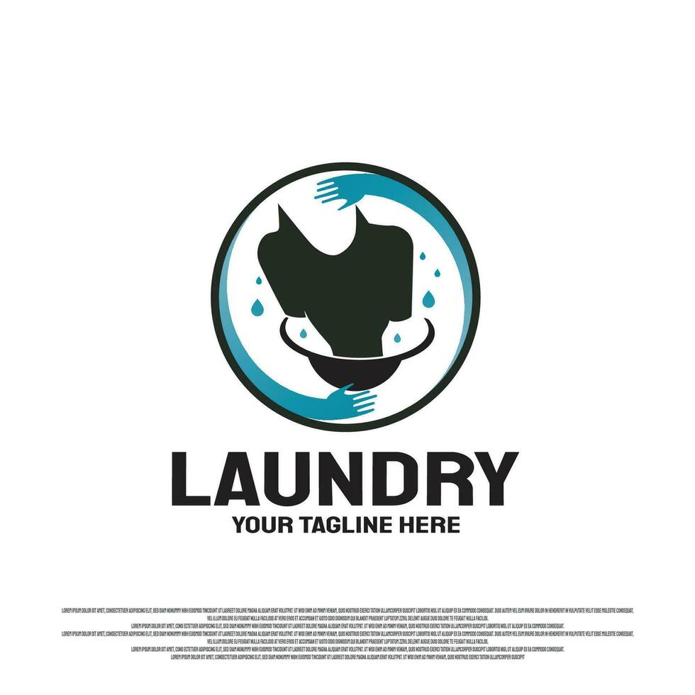 Laundry logo design with wash clothes concept. illustration element vector