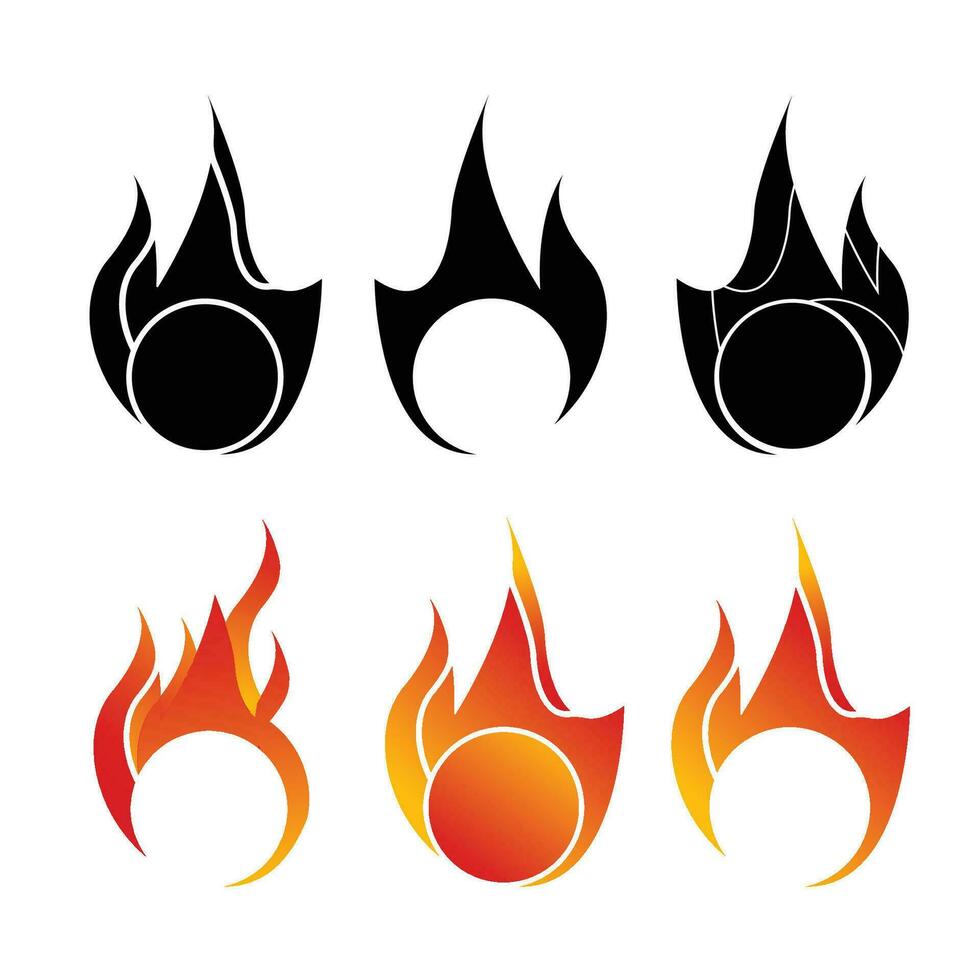 fire flame logo - vector icon set