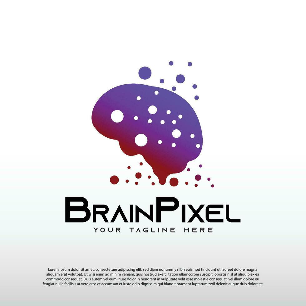 Technology logo with human brain concept, technology icon, illustration element-vector vector