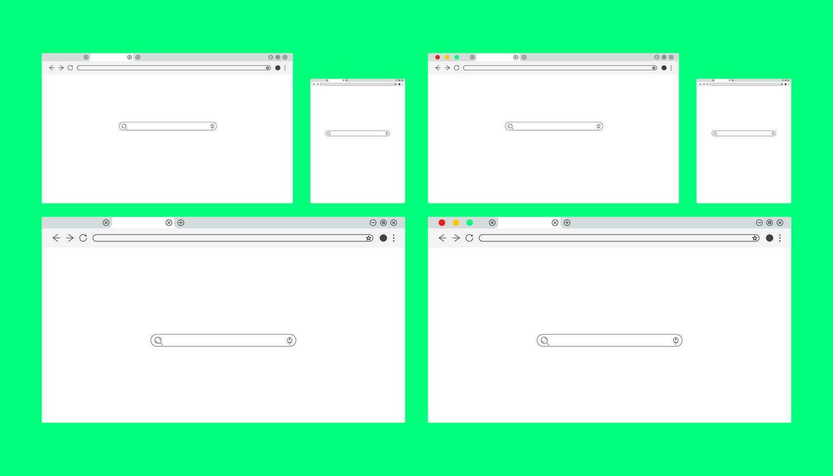 Simple white Web browser window with a green background. vector