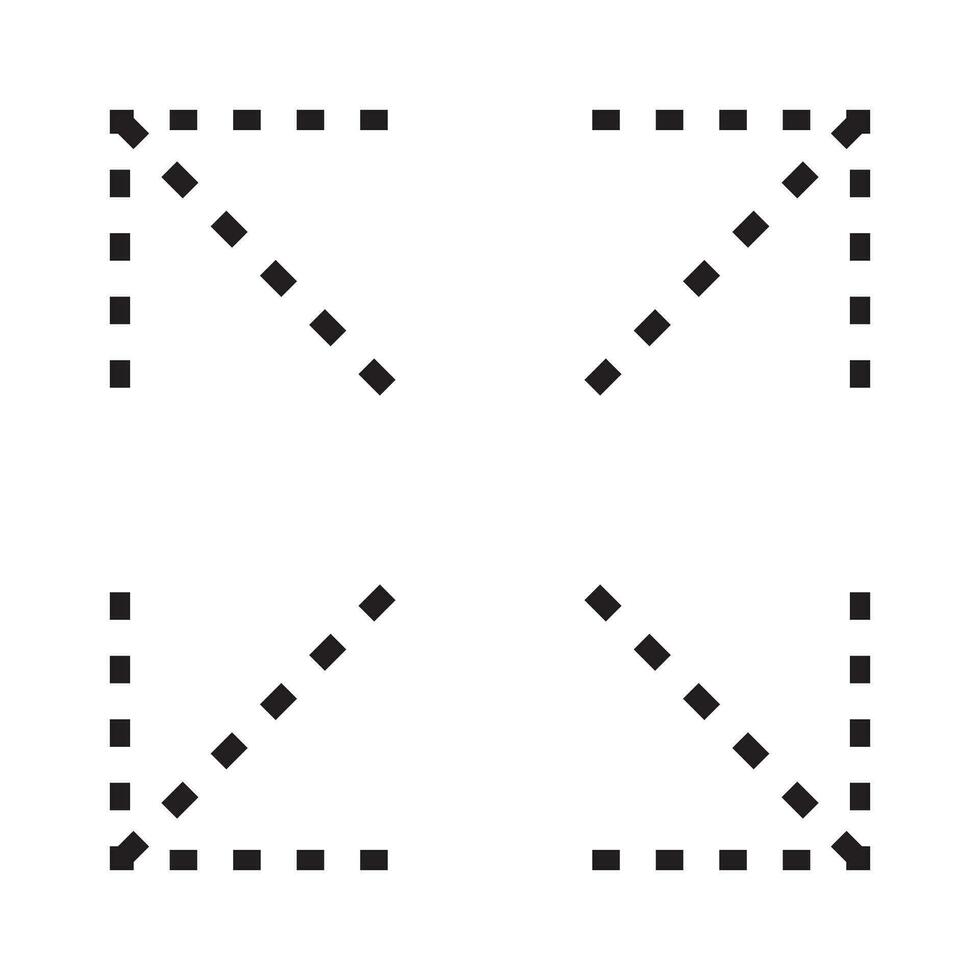Expand to full screen or full screen - vector icon with dotted line style