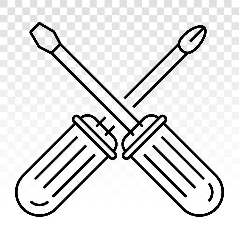 screwdriver repair tools line art icon vector