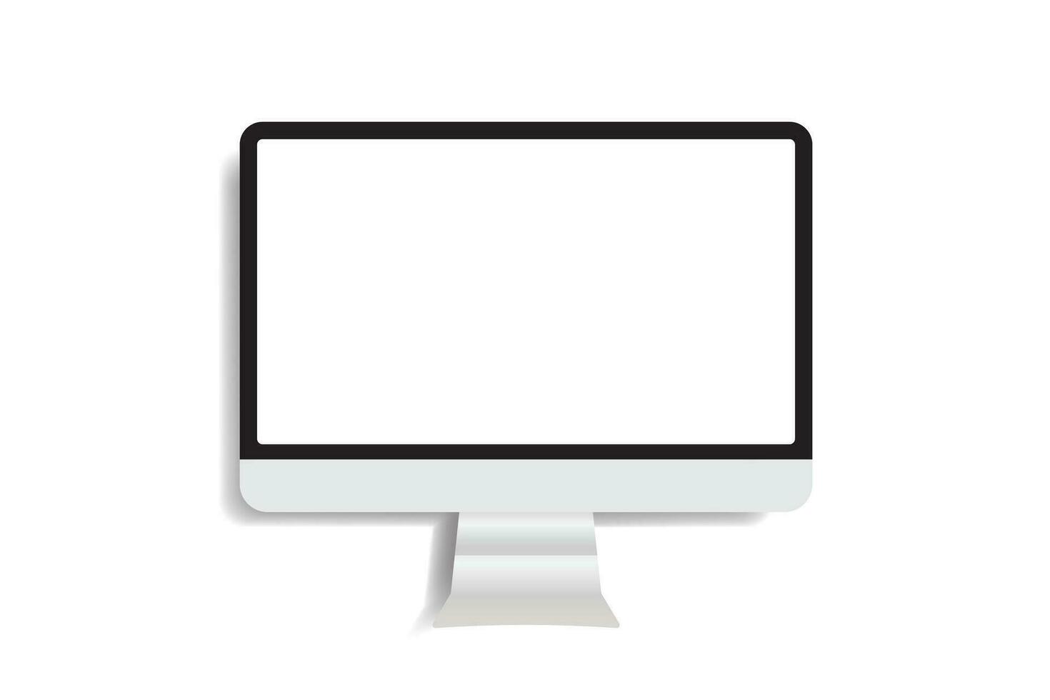 Realistic Computer Monitor Display with a blank screen on a white background vector